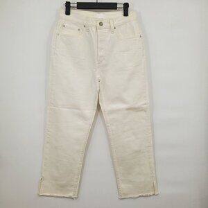Boyish Avery Jeans Split Hem Hi-Rise Crop Button Fly 26 Women Vertigo White NWOT